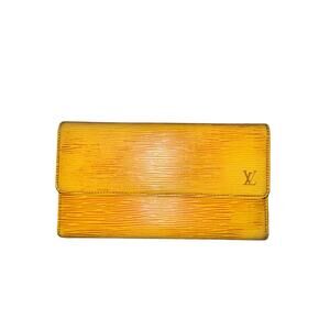 Louis Vuitton Epi long wallet in a vibrant yellow purple interior